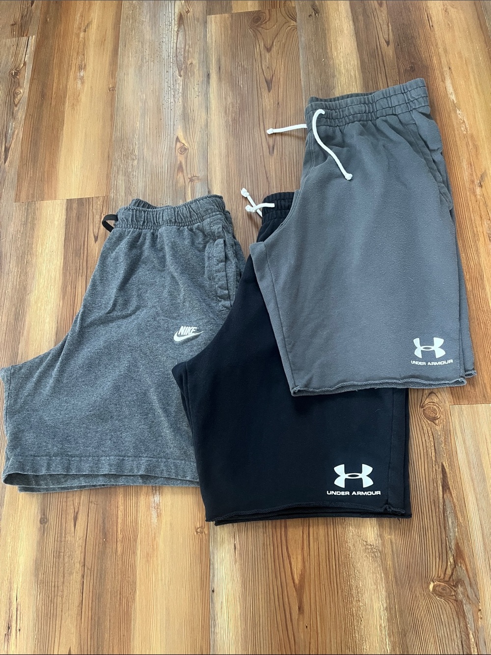 Mens Athletic Shorts Bundle - Gray and Black Jersey Performance Shorts